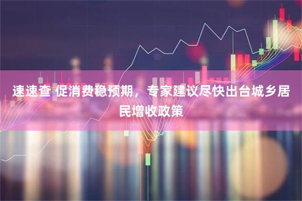 速速查 促消费稳预期，专家建议尽快出台城乡居民增收政策