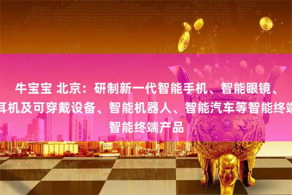 牛宝宝 北京：研制新一代智能手机、智能眼镜、智能耳机及可穿戴设备、智能机器人、智能汽车等智能终端产品